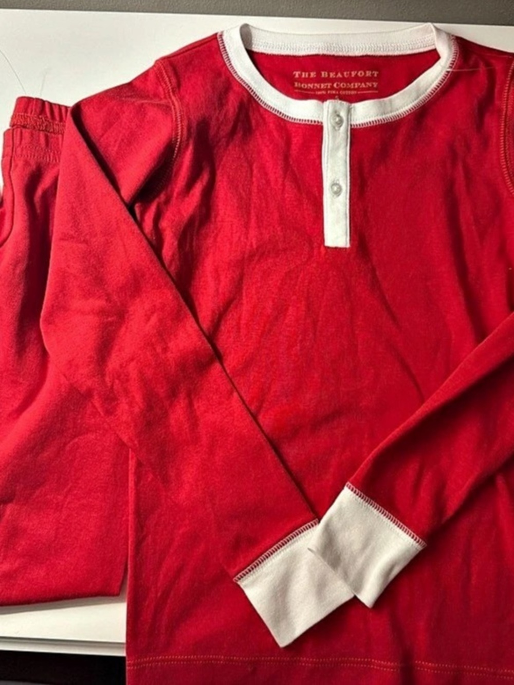 The Beaufort Bonnet Company Sutton's Sweet Dream Set Red & White Pajama Set Boys